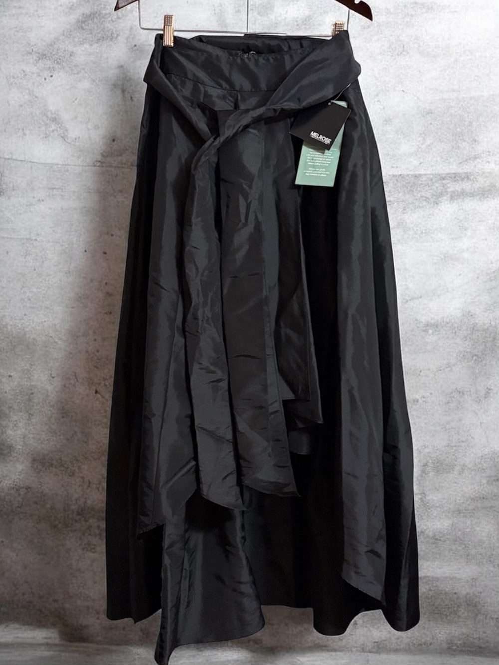 Melrose Black Wrap Maxi Skirt with Tie High Low Sz 8 Women